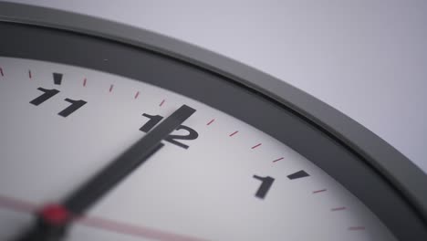 close up of a ticking clock on white background, pointing midnight, time lapse