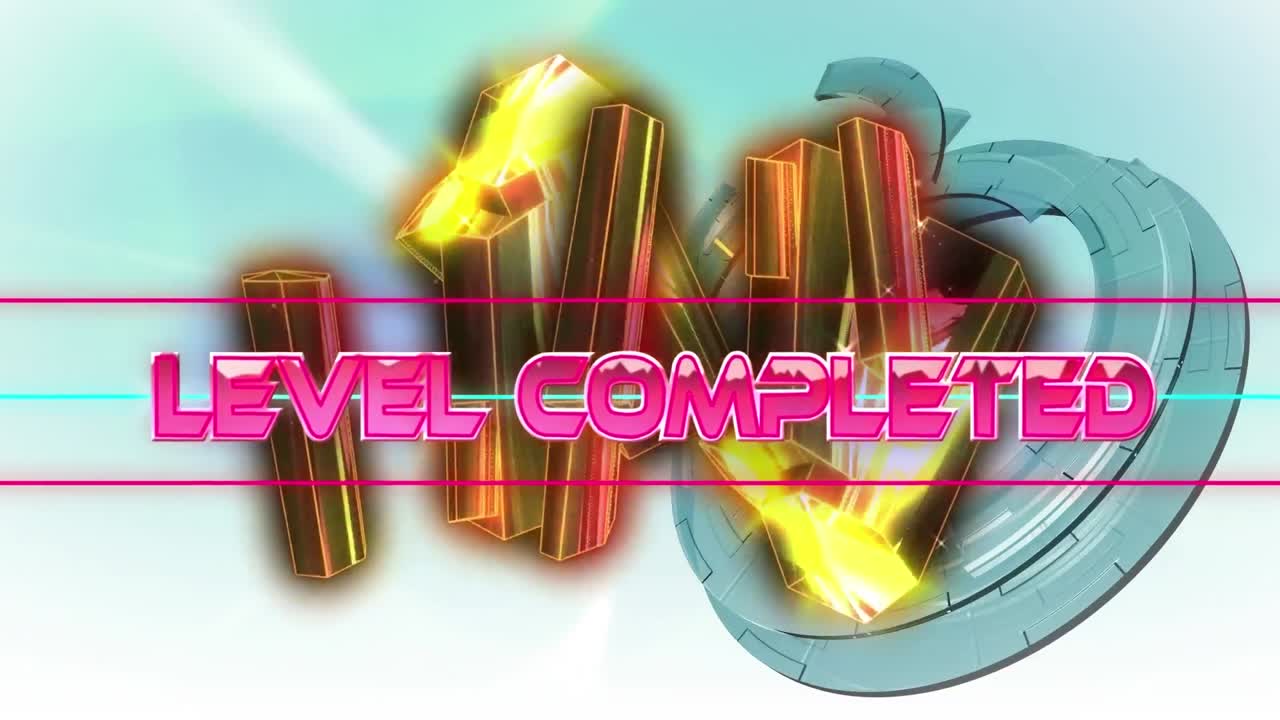 블록으로 디지털 추상 공간에서 완료 된 레벨의 애니메이션