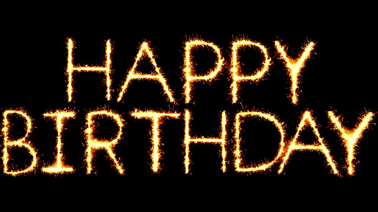 texto de cumpleaños feliz chispas brillantes chispas de fuego bucle de animación