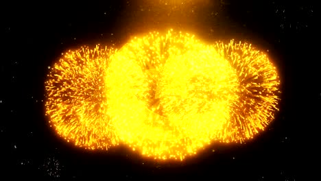 Eid Islamic Icon on Firework Display Explosion Particles.