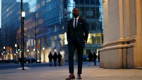 confident businessman walking on a city street