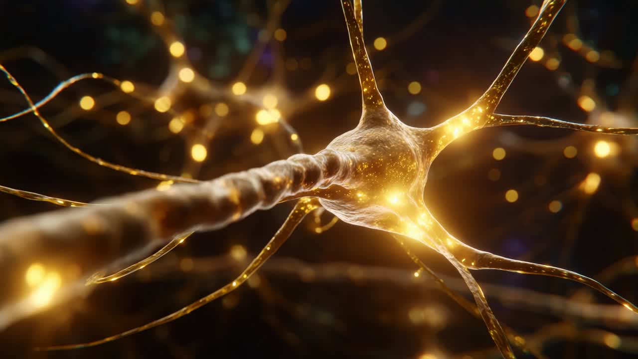 An Intricate Image of Neurons with Illuminated Synapses, Showcasing the Complexity and Beauty of Neurotransmission in a Glowing Microscopic Environment