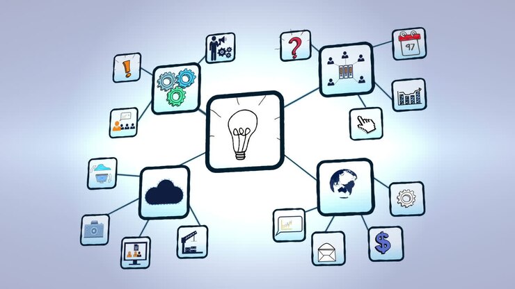 Menu dell'interfaccia dell'app con grafica in movimento