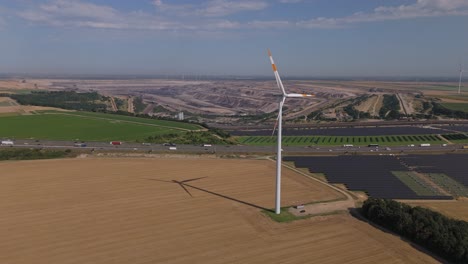 wind turbines of windpark juchen near garzweiler opencast lignite mine in north-rhine westphalia, germany