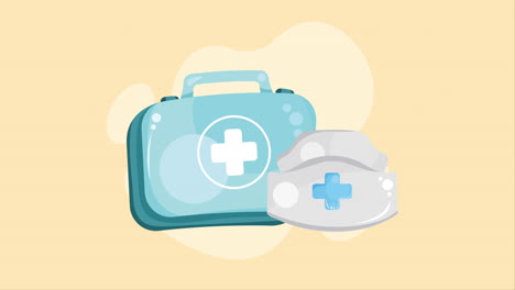 medical kit with nurse hat animation