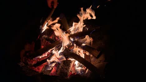 Woodfire-in-trip-campsite-has-bonfire-place-to-make-fire-to-cook-food-be-warm-gathering-together-sitting-around-campfire-enjoy-travel-unique-beautiful-nature-cuisine-baking-coffee-steak-barbeque-smoke