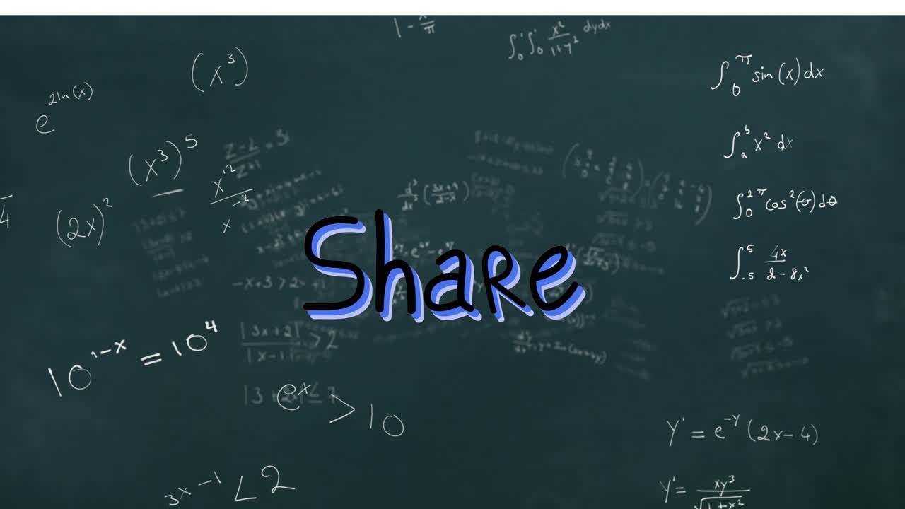 Animation of share over green background with math formulas