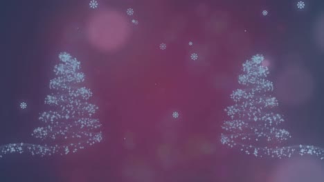 animation of snow falling over christmas trees