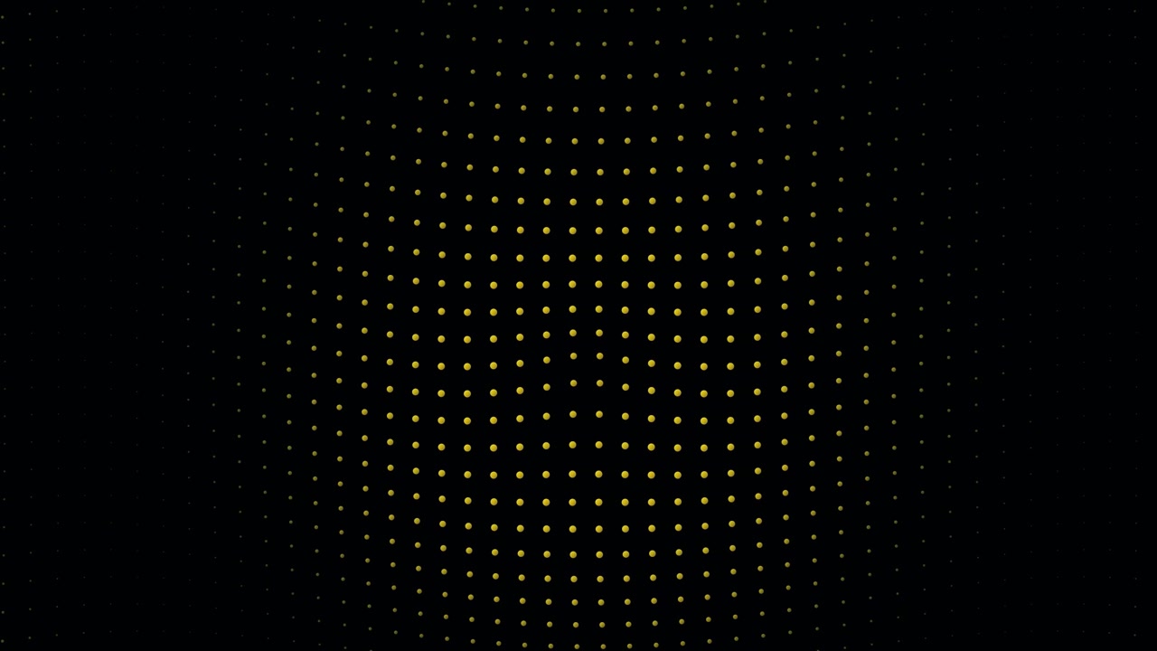 Abstract Golden Dots Moving in a Wavy Pattern on Black Background