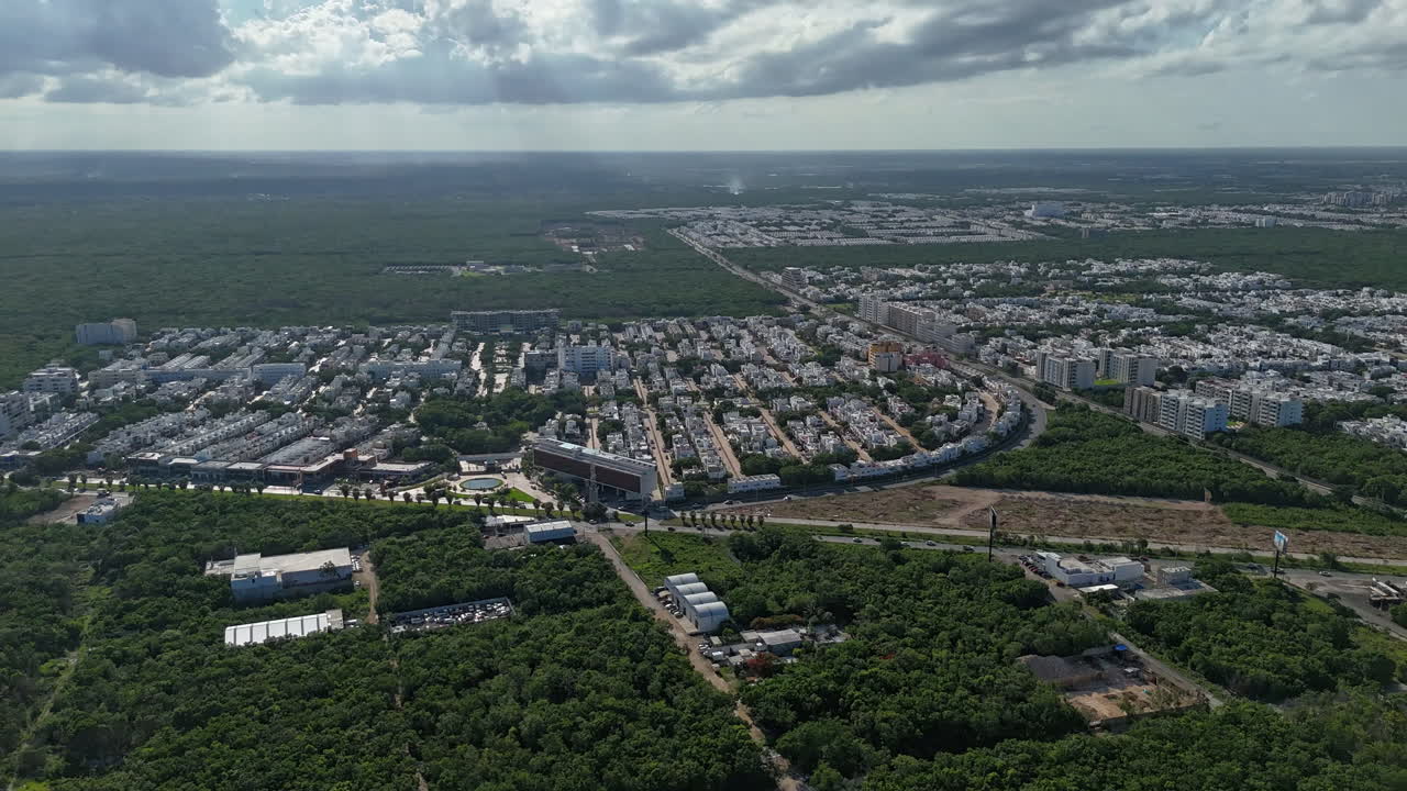 Drone Hyperlapse of a gated community neighborhood in Cancun Mexico on a sunny afternoon