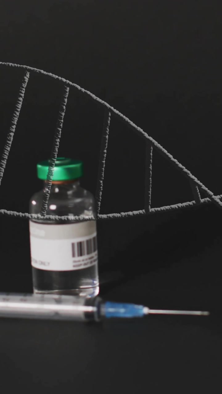 Animazione di filamento di DNA ed elaborazione dati su vaccinazione