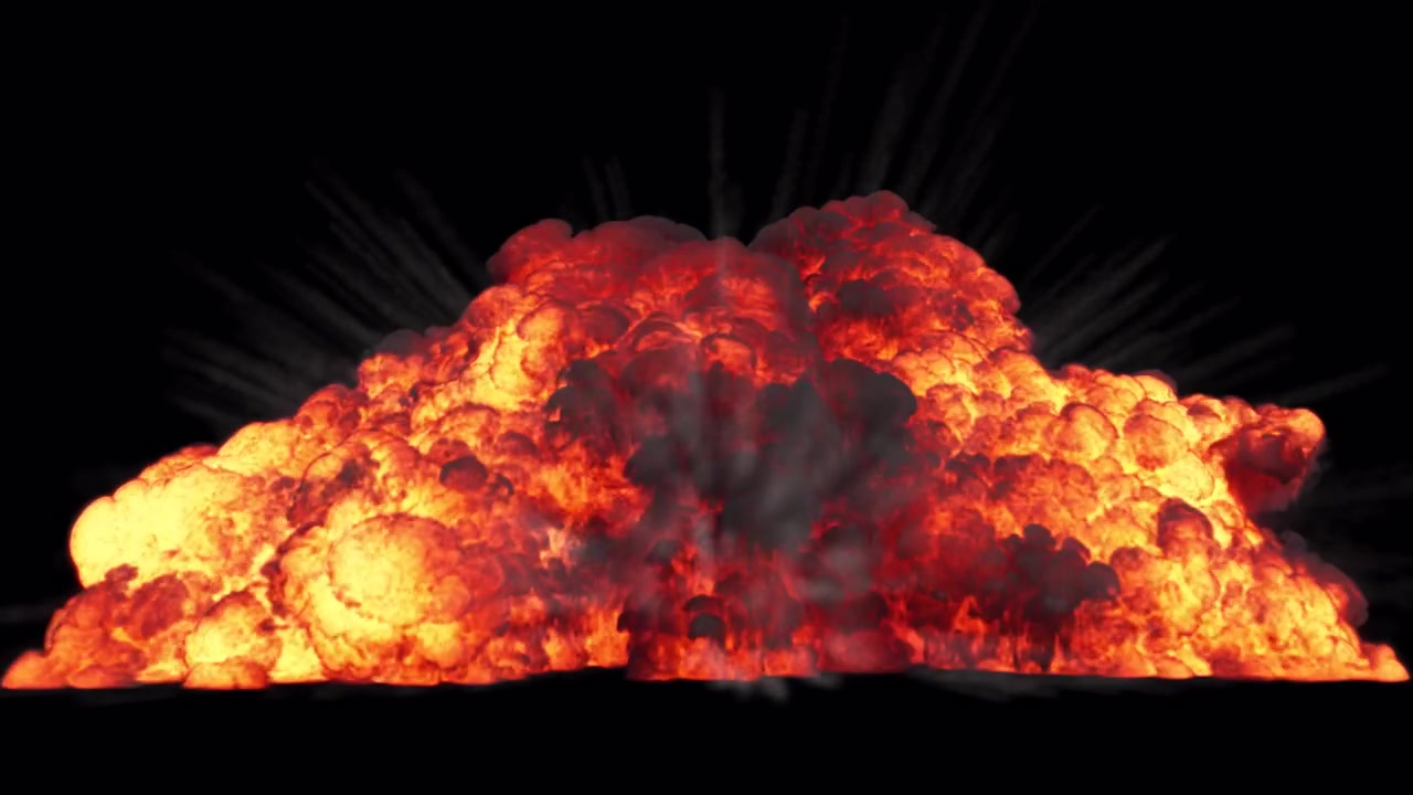 Massive fiery explosion burst on transparent background