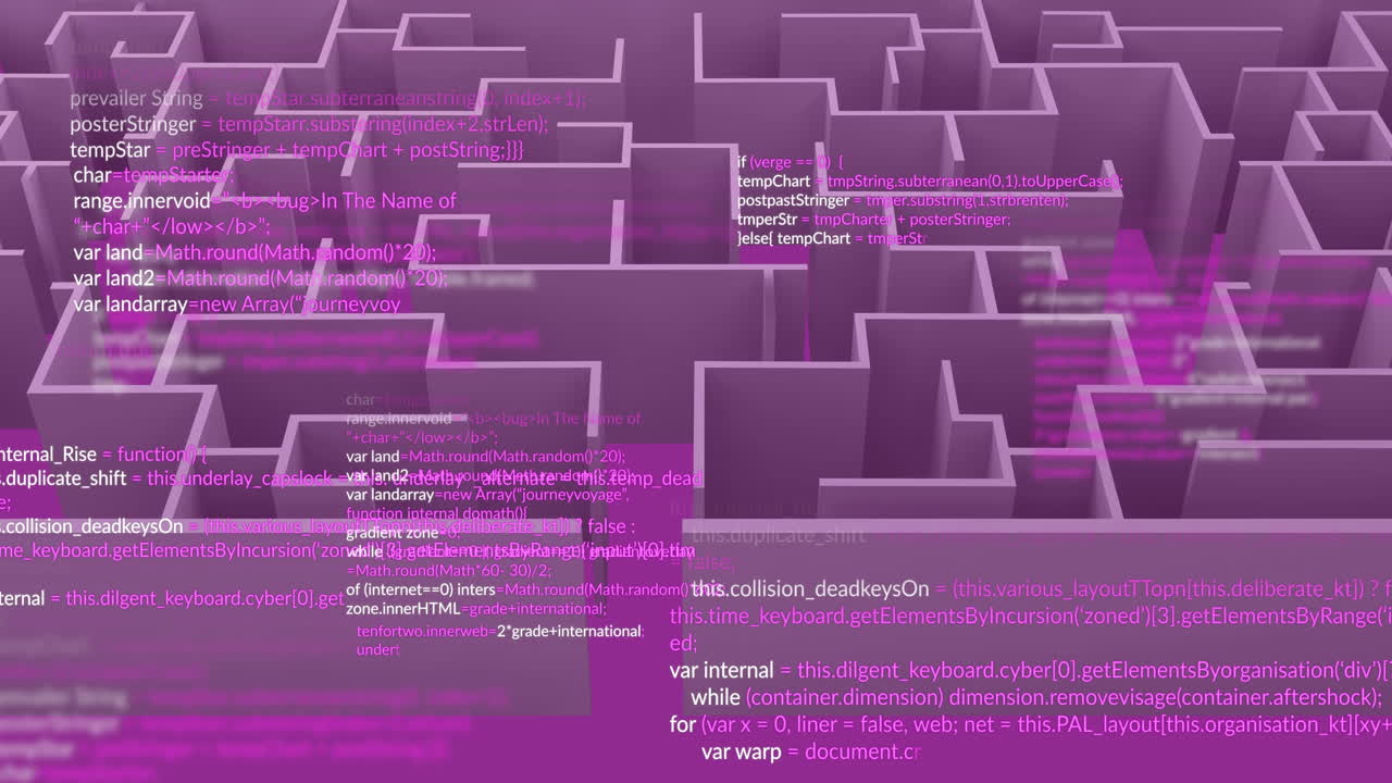 Animation of computer data processing over maze