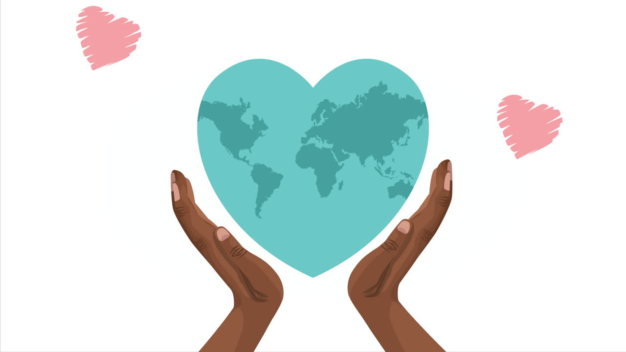 detener la campaña de racismo con manos africanas levantando el planeta tierra con forma de corazón