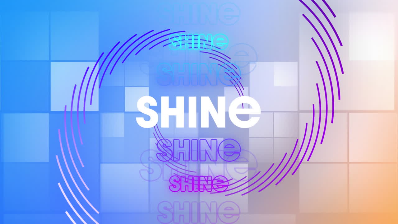 파란색과 오렌지색 배경의 추상적인 모양 위에  ⁇ 색 글자로 된 바이브 텍스트의 애니메이션