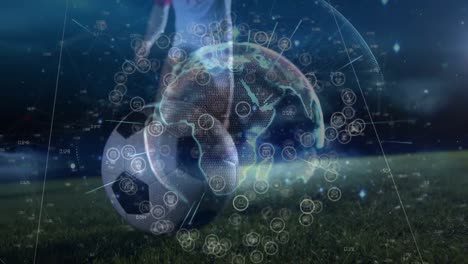 animation of networks of connections over football player