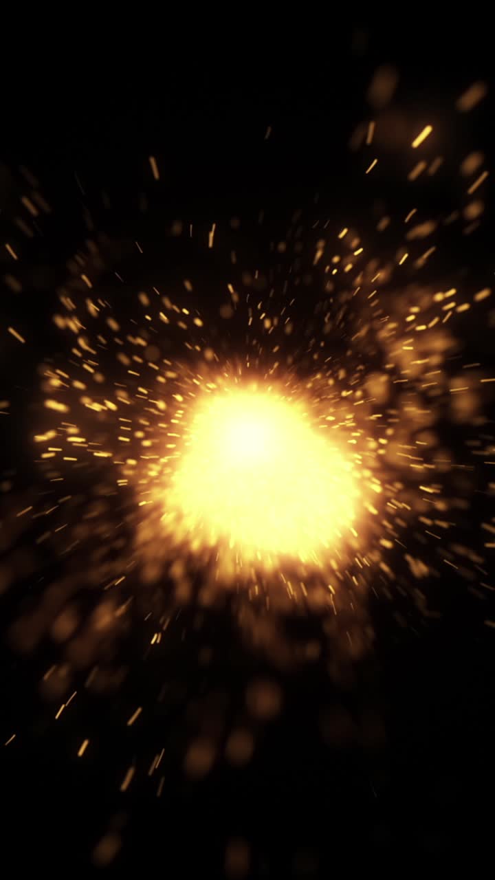 Dynamic Golden Sparks and Bokeh Effect on Black Background
