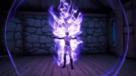 powerful fantasy character with glowing magic aura