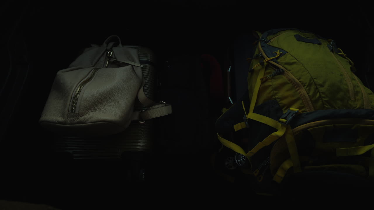 가방과 배낭은 차 트렁크에서 나옵니다.