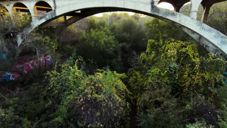 flying under historic san luis rey bridge