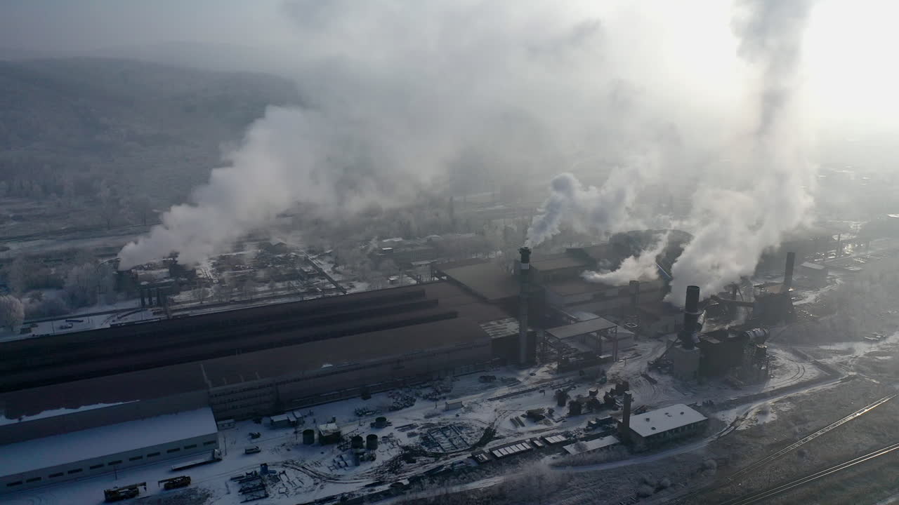 Aerial view of steelworks in industrial zone