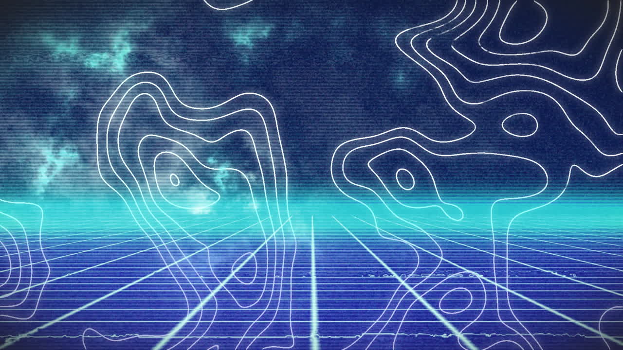 Animation of white map lines moving over metaverse background