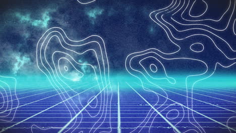 animation of white map lines moving over metaverse background