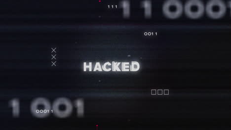 animation of interference over hacked text, data processing and computer circuit board