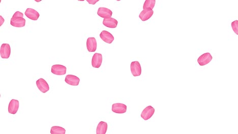 pink capsules falling against changing backgrounds