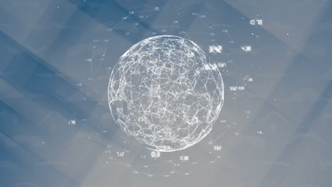 globo digital con líneas y números de conexión, animación de red de datos