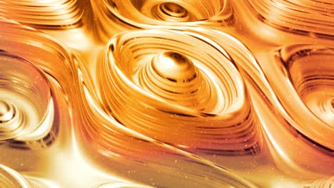 looped abstract background with wavy sparkling golden liquid pattern on shiny glossy surface. viscous blue fluid like surface of gold foil or brilliant glass. beautiful creative festive backdrop.