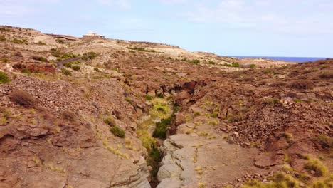 ravine formed in landscape of tenerife, slider motion view