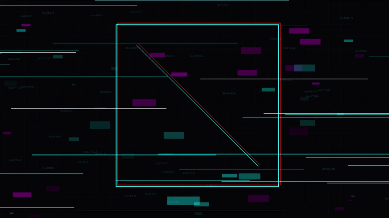 Abstract Digital Glitch Background with Moving Geometric Frame