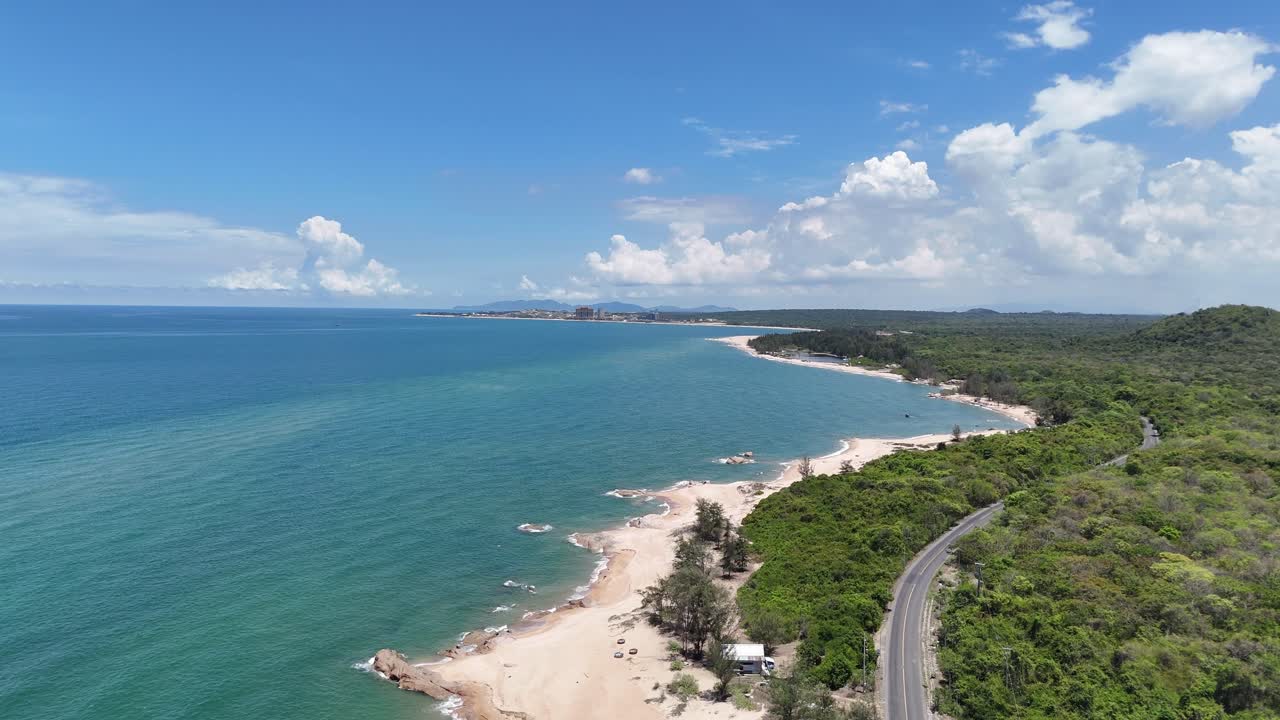 Aerial View Tilt of the Coast and the Beach in Ho Tram in the Afternoon