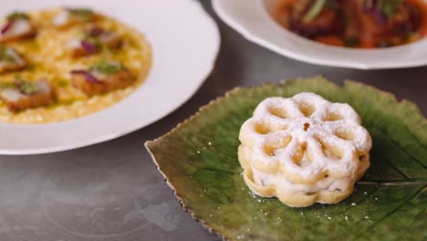 italian dessert on table with other dishes, tight