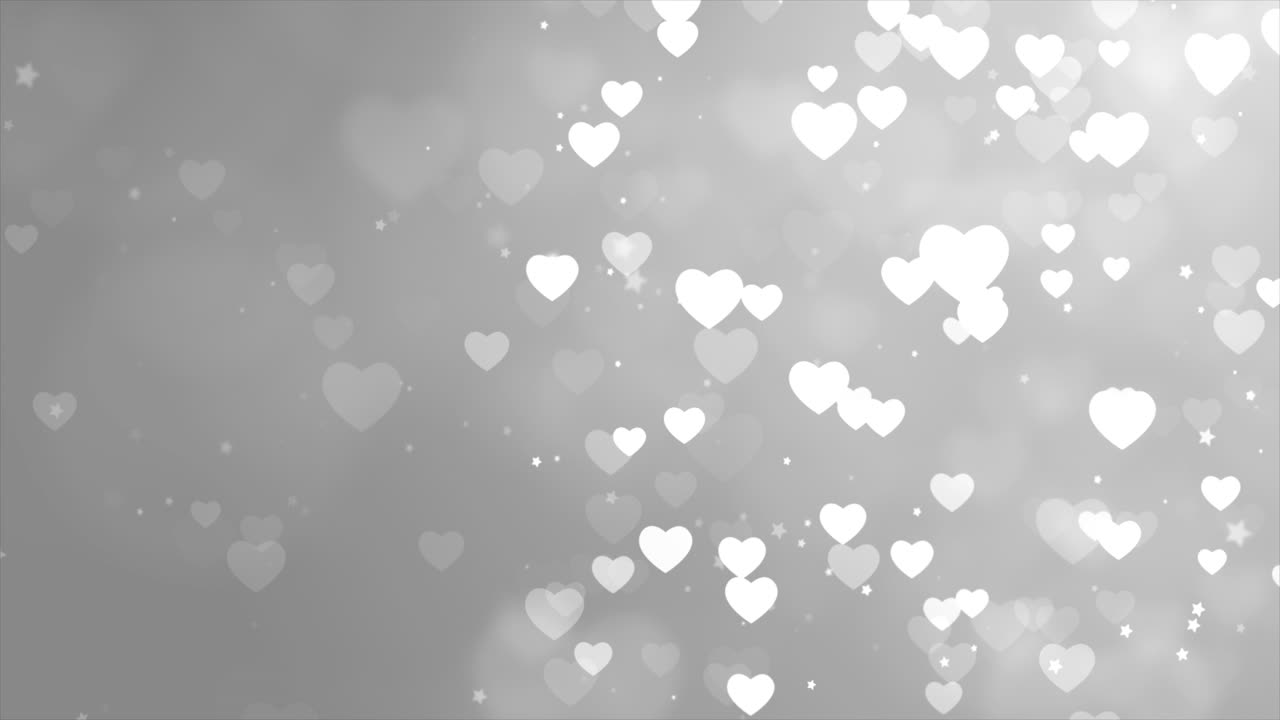 Abstract Gray Background with White Hearts and Stars