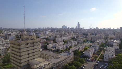 flyind towards the old city hall of holon, israel