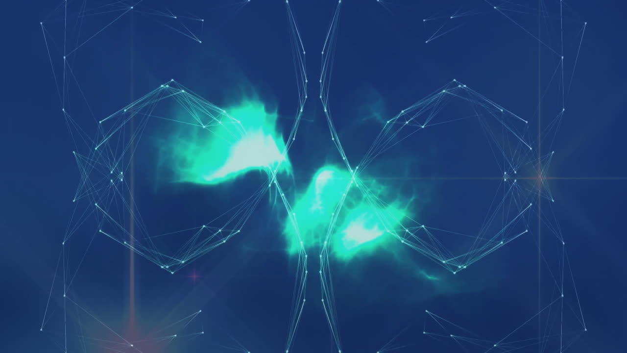 어두운 배경에서 연결 네트워크와 데이터 처리의 애니메이션