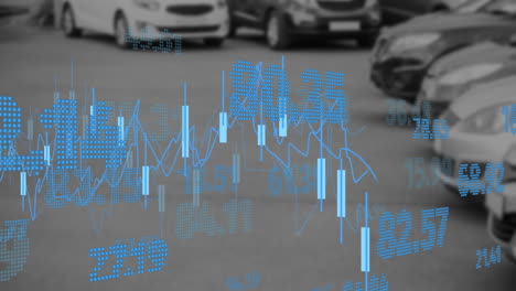 Animation-Der-Finanzdatenverarbeitung-über-Der-Stadt