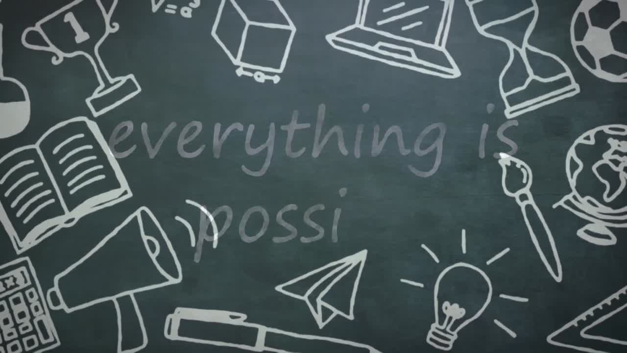 모든 것의 애니메이션은 학교 아이템 아이콘 위에 가능한 텍스트입니다.