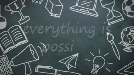 animation of everything is possible text over school items icons