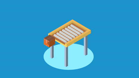 banda de transporte con animación logística de caja