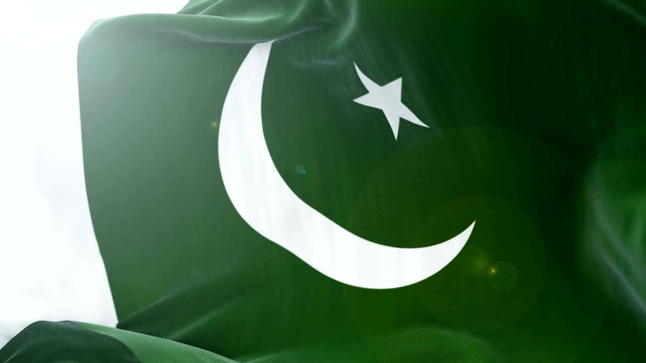 Vlag van Pakistan langzaam wapperend op de achtergrond. 4k close-up van wapperende vlag. naadloze lus