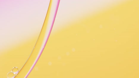 Animation-of-bubbles-moving-on-yellow-background-with-copy-space