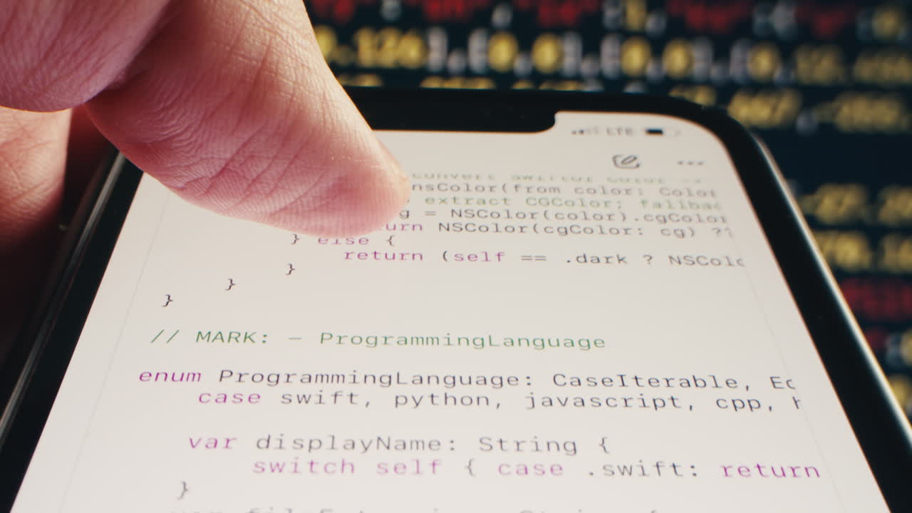 Finger Scrolling Through Programming Code on a Smartphone