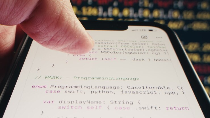 Finger Scrolling Through Programming Code on a Smartphone