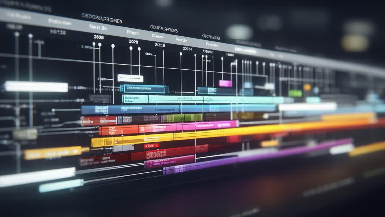 Visualizing Data Progression: A Detailed Timeline Highlighting Key Developments and Milestones in a Structured Format Across Various Categories and Periods