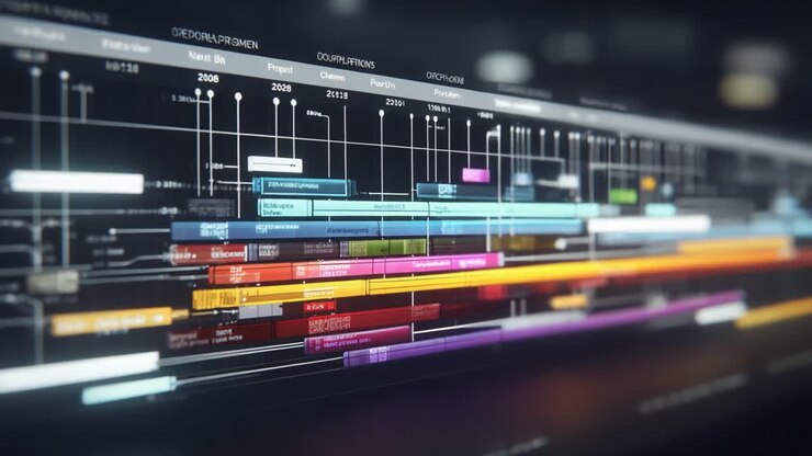 Visualizing Data Progression: A Detailed Timeline Highlighting Key Developments and Milestones in a Structured Format Across Various Categories and Periods