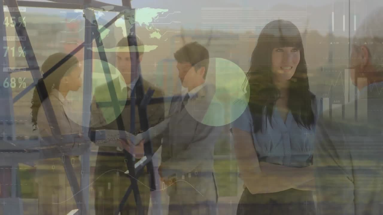 animación del procesamiento de datos financieros durante una reunión de negocios