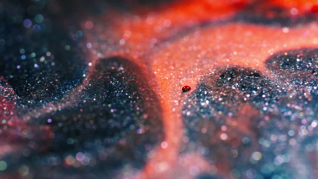 Abstract Glitter Texture Background: Red, Black, and Orange Swirls